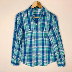 Lauren Ralph Lauren Blue Plaid Button Down Shirt
